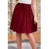 imageGORLYA Girls Casual Scallop Trim Hem Elastic Waist ALine Swing Midi Skirt with Pockets for 414TWine Red