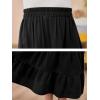 imageGORLYA Girls Casual Vintage Solid Elastic High Waist Tiered Hem Long Swing Linen Maxi Skirt for 414TBlack