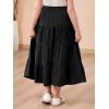 imageGORLYA Girls Casual Vintage Solid Elastic High Waist Tiered Hem Long Swing Linen Maxi Skirt for 414TBlack
