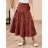 imageGORLYA Girls Casual Vintage Solid Elastic High Waist Tiered Hem Long Swing Linen Maxi Skirt for 414TBrown