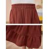 imageGORLYA Girls Casual Vintage Solid Elastic High Waist Tiered Hem Long Swing Linen Maxi Skirt for 414TBrown