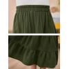 imageGORLYA Girls Casual Vintage Solid Elastic High Waist Tiered Hem Long Swing Linen Maxi Skirt for 414TGreen