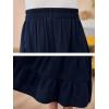 imageGORLYA Girls Casual Vintage Solid Elastic High Waist Tiered Hem Long Swing Linen Maxi Skirt for 414TNavy