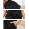 imageGORLYA Girls Peter Pan Collar Linen Casual Jumpsuit Outfits Button Belted Wide Leg Shorts Rompers 414TBlack