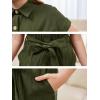 imageGORLYA Girls Peter Pan Collar Linen Casual Jumpsuit Outfits Button Belted Wide Leg Shorts Rompers 414TGreen