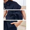 imageGORLYA Girls Peter Pan Collar Linen Casual Jumpsuit Outfits Button Belted Wide Leg Shorts Rompers 414TNavy
