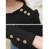 imageGORLYA Girls Puffy Long Sleeve Casual Button Shirts Lettuce Trim Ribbed Knit Blouse Tee Tops 816YBlack