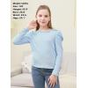 imageGORLYA Girls Puffy Long Sleeve Casual Button Shirts Lettuce Trim Ribbed Knit Blouse Tee Tops 816YBlue