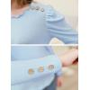 imageGORLYA Girls Puffy Long Sleeve Casual Button Shirts Lettuce Trim Ribbed Knit Blouse Tee Tops 816YBlue