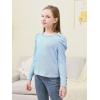 imageGORLYA Girls Puffy Long Sleeve Casual Button Shirts Lettuce Trim Ribbed Knit Blouse Tee Tops 816YBlue