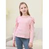 imageGORLYA Girls Puffy Long Sleeve Casual Button Shirts Lettuce Trim Ribbed Knit Blouse Tee Tops 816YPink