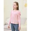 imageGORLYA Girls Puffy Long Sleeve Casual Button Shirts Lettuce Trim Ribbed Knit Blouse Tee Tops 816YPink