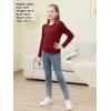 imageGORLYA Girls Puffy Long Sleeve Casual Button Shirts Lettuce Trim Ribbed Knit Blouse Tee Tops 816YWine Red