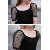 imageGORLYA Girls Sheer Dobby Mesh Raglan Sleeve Shirt Tops Square Neck Fitted Tee Blouses for 414TBlack
