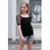 imageGORLYA Girls Sheer Dobby Mesh Raglan Sleeve Shirt Tops Square Neck Fitted Tee Blouses for 414TBlack