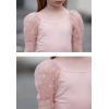 imageGORLYA Girls Sheer Dobby Mesh Raglan Sleeve Shirt Tops Square Neck Fitted Tee Blouses for 414TPink