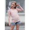 imageGORLYA Girls Sheer Dobby Mesh Raglan Sleeve Shirt Tops Square Neck Fitted Tee Blouses for 414TPink