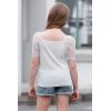 imageGORLYA Girls Sheer Dobby Mesh Raglan Sleeve Shirt Tops Square Neck Fitted Tee Blouses for 414TWhite