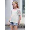 imageGORLYA Girls Sheer Dobby Mesh Raglan Sleeve Shirt Tops Square Neck Fitted Tee Blouses for 414TWhite