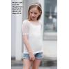 imageGORLYA Girls Sheer Dobby Mesh Raglan Sleeve Shirt Tops Square Neck Fitted Tee Blouses for 414TWhite