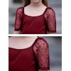 imageGORLYA Girls Sheer Dobby Mesh Raglan Sleeve Shirt Tops Square Neck Fitted Tee Blouses for 414TWine Red