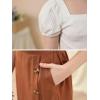 imageGORLYA Girls Skirt Sets Puff Sleeve Casual Summer Rib Knit Tops and Button Irregular Skirt 2 Pieces Outfit Clothes 614YBrownwhite