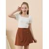 imageGORLYA Girls Skirt Sets Puff Sleeve Casual Summer Rib Knit Tops and Button Irregular Skirt 2 Pieces Outfit Clothes 614YBrownwhite