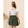 imageGORLYA Girls Skirt Sets Puff Sleeve Casual Summer Rib Knit Tops and Button Irregular Skirt 2 Pieces Outfit Clothes 614YGreenwhite
