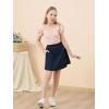 imageGORLYA Girls Skirt Sets Puff Sleeve Casual Summer Rib Knit Tops and Button Irregular Skirt 2 Pieces Outfit Clothes 614YNavypink