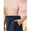 imageGORLYA Girls Skirt Sets Puff Sleeve Casual Summer Rib Knit Tops and Button Irregular Skirt 2 Pieces Outfit Clothes 614YNavypink