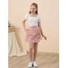 imageGORLYA Girls Skirt Sets Puff Sleeve Casual Summer Rib Knit Tops and Button Irregular Skirt 2 Pieces Outfit Clothes 614YPinkwhite