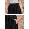 imageGORLYA Girls Tie Belt High Waist Flowy ALine Flared Skater Midi Skirt with Pockets for 414TBlack