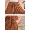 imageGORLYA Girls Tie Belt High Waist Flowy ALine Flared Skater Midi Skirt with Pockets for 414TBrown