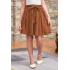 imageGORLYA Girls Tie Belt High Waist Flowy ALine Flared Skater Midi Skirt with Pockets for 414TBrown