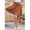 imageGORLYA Girls Tie Belt High Waist Flowy ALine Flared Skater Midi Skirt with Pockets for 414TBrown