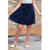 imageGORLYA Girls Tie Belt High Waist Flowy ALine Flared Skater Midi Skirt with Pockets for 414TNavy