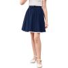 imageGORLYA Girls Casual Elastic High Waist ALine Swing Linen Skirts with Scallop Trim Lace Hem for 414TNavy