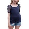 imageGORLYA Girls Sheer Dobby Mesh Raglan Sleeve Shirt Tops Square Neck Fitted Tee Blouses for 414TNavy