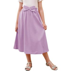 imageGORLYA Girls ALine Bow Knot Elastic High Waist Swing Maxi Skirt with Pockets for 414TMauve