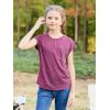 imageGORLYA 2 Pack Girls Cap Sleeve Summer TShirt Multipacks Casual Loose Basic Tee Tops with Pocket 614YRedlilac
