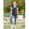 imageGORLYA Girls Lace Sheer Sleeve Contrast TShirt Short Sleeve V Neck Casual Modest Tee Tops for 616YDark Gray