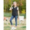 imageGORLYA Girls Lace Sheer Sleeve Contrast TShirt Short Sleeve V Neck Casual Modest Tee Tops for 616YDark Gray