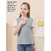 imageGORLYA Girls Lace Sheer Sleeve Contrast TShirt Short Sleeve V Neck Casual Modest Tee Tops for 616YGray