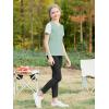imageGORLYA Girls Lace Sheer Sleeve Contrast TShirt Short Sleeve V Neck Casual Modest Tee Tops for 616YGreen