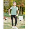 imageGORLYA Girls Lace Sheer Sleeve Contrast TShirt Short Sleeve V Neck Casual Modest Tee Tops for 616YGreen