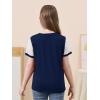 imageGORLYA Girls Lace Sheer Sleeve Contrast TShirt Short Sleeve V Neck Casual Modest Tee Tops for 616YNavy