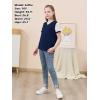 imageGORLYA Girls Lace Sheer Sleeve Contrast TShirt Short Sleeve V Neck Casual Modest Tee Tops for 616YNavy