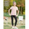 imageGORLYA Girls Lace Sheer Sleeve Contrast TShirt Short Sleeve V Neck Casual Modest Tee Tops for 616YPink