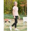 imageGORLYA Girls Lace Sheer Sleeve Contrast TShirt Short Sleeve V Neck Casual Modest Tee Tops for 616YPink