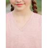 imageGORLYA Girls Lace Sheer Sleeve Contrast TShirt Short Sleeve V Neck Casual Modest Tee Tops for 616YPink